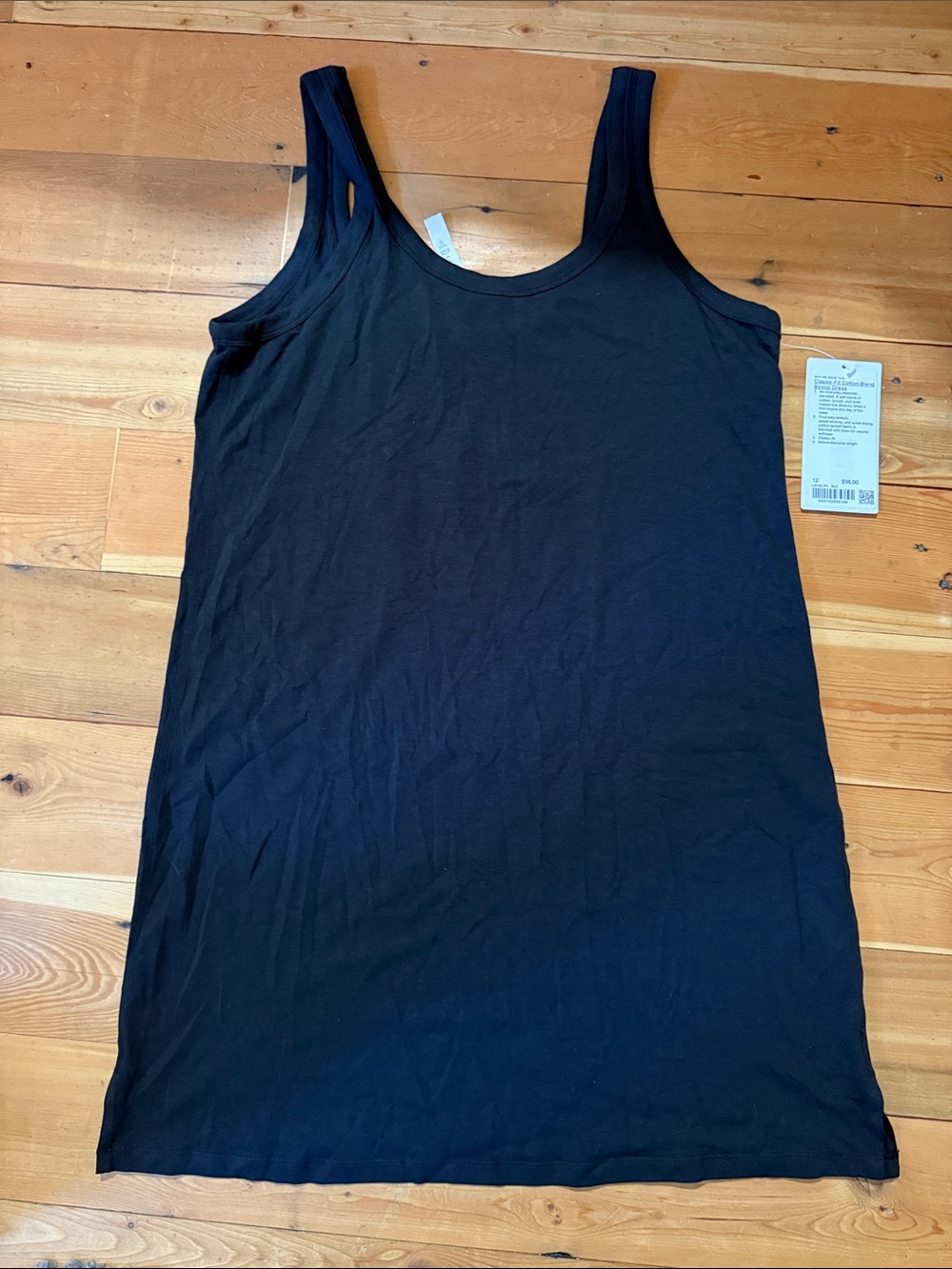 Lululemon Classic-Fit Cotton-Blend Scoop Tank Dress Black Sz 12
